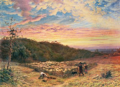 The Sheepfold - Morning in Autumn by James Thomas Linnell